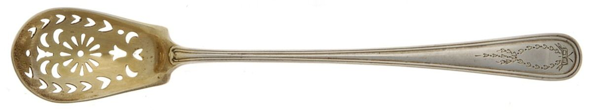 Jefferson (Sterling, 1907) Pierced Bowl Short Handle Olive Spoon by Gorham Silver-1