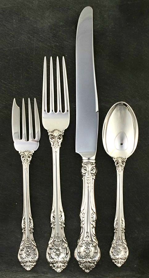King Edward (Sterling, 1936, No Monos) 4 Piece Dinner Size Setting by Gorham Silver-1