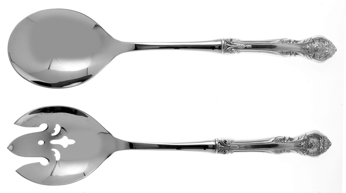 King Edward (Sterling, 1936, No Monos) 2 Pc Salad Set with Stainless Bowl by Gorham Silver-1