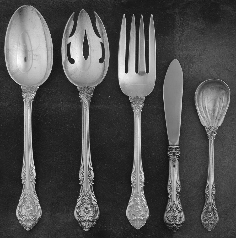 King Edward (Sterling, 1936, No Monos) 5 Piece Hostess Set by Gorham Silver-1