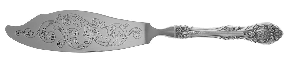 King Edward (Sterling, 1936, No Monos) Fish Serving Knife with Stainless Blade HC by Gorham Silver-1