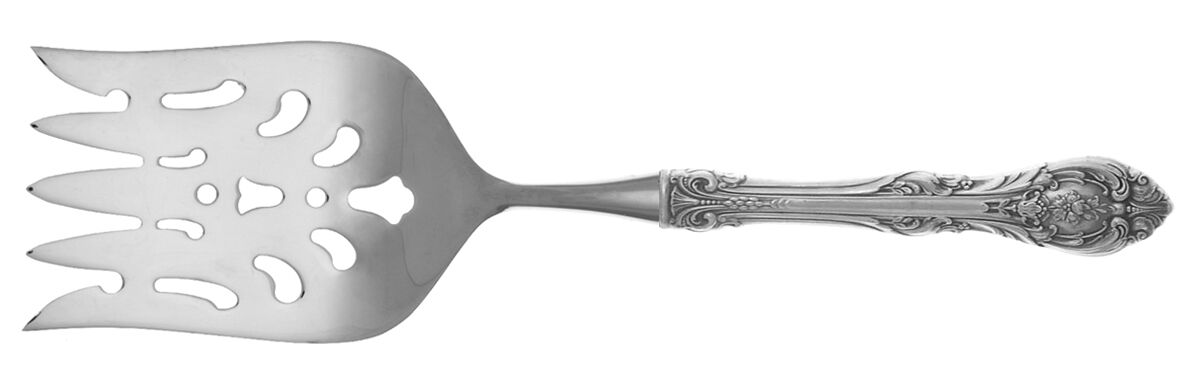 King Edward (Sterling, 1936, No Monos) Fish Serving Fork with Stainless Tines HC by Gorham Silver-1