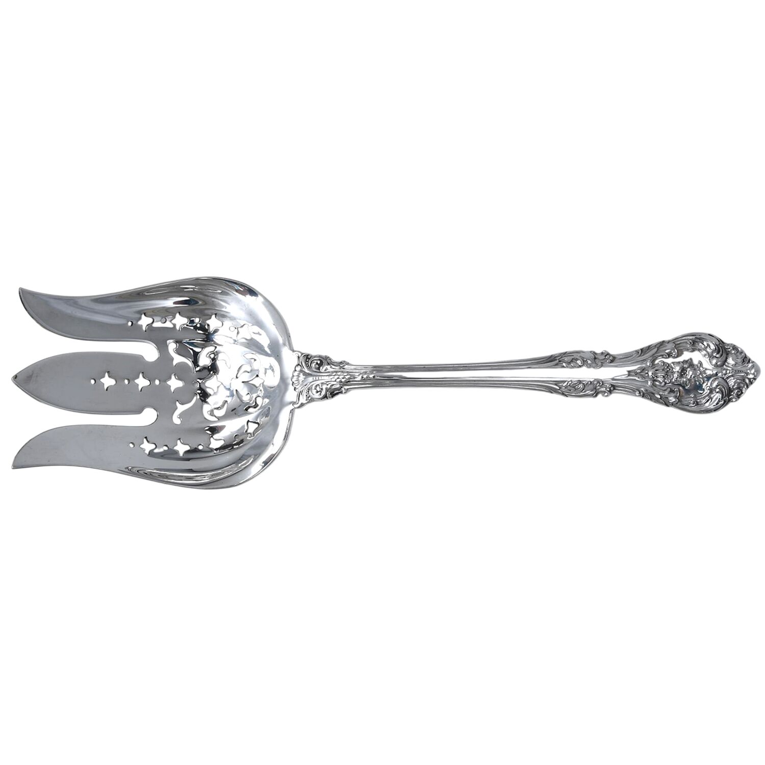 King Edward (Sterling, 1936, No Monos) Solid Salad Serving Fork by Gorham Silver-1