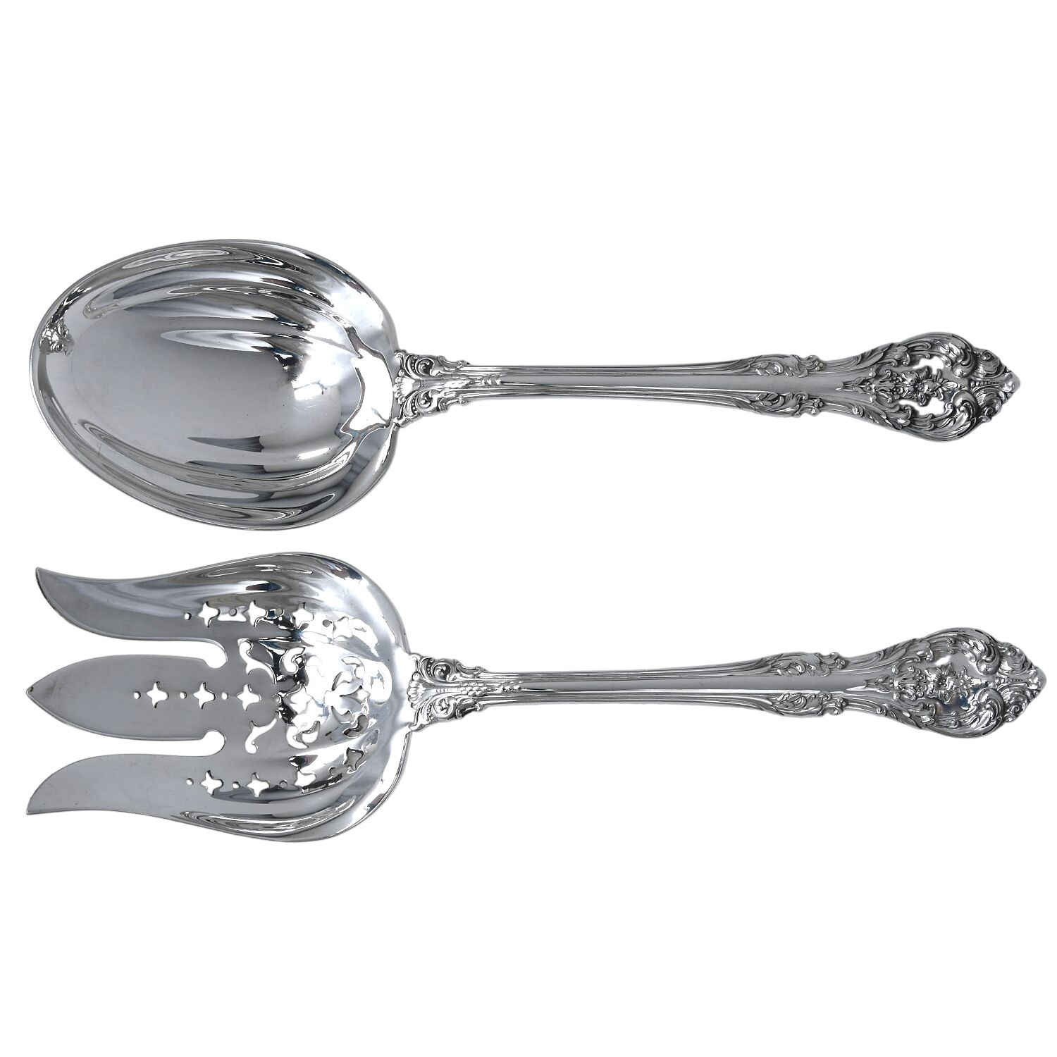 King Edward (Sterling, 1936, No Monos) (2 Pc) Solid Salad Set by Gorham Silver-1