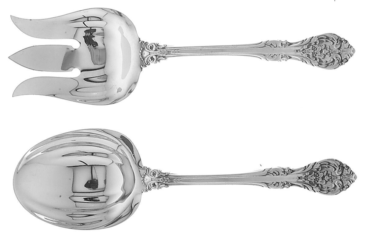 King Edward (Sterling, 1936, No Monos) (2 Pc) Solid Salad Set by Gorham Silver-1