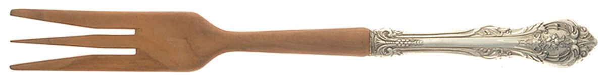 King Edward (Sterling, 1936, No Monos) Salad Serving Fork Wooden Prongs by Gorham Silver-1