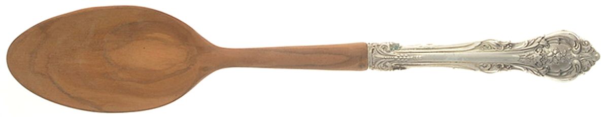 King Edward (Sterling, 1936, No Monos) Salad Serving Spoon Wooden Bowl by Gorham Silver-1