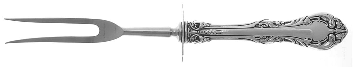 King Edward (Sterling, 1936, No Monos) Large Stainless-Prong Roast Carving Fork by Gorham Silver-1