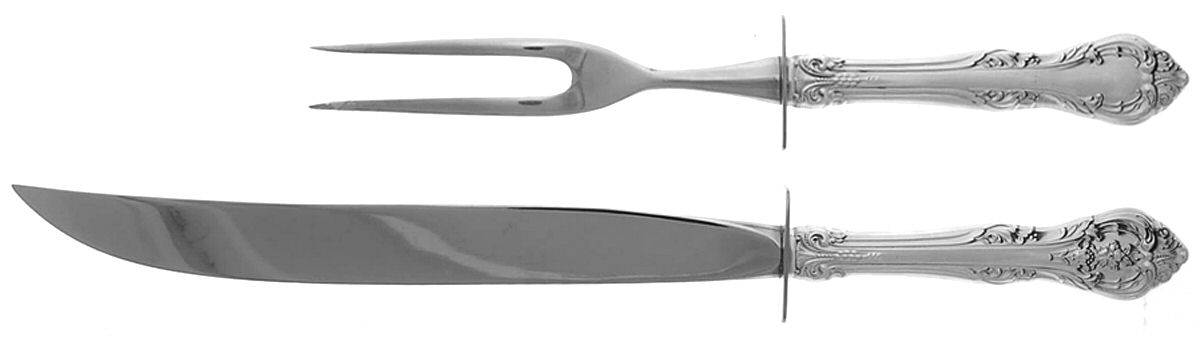 King Edward (Sterling, 1936, No Monos) Small Stainless Blade 2-Piece Steak Carving Set by Gorham Silver-1