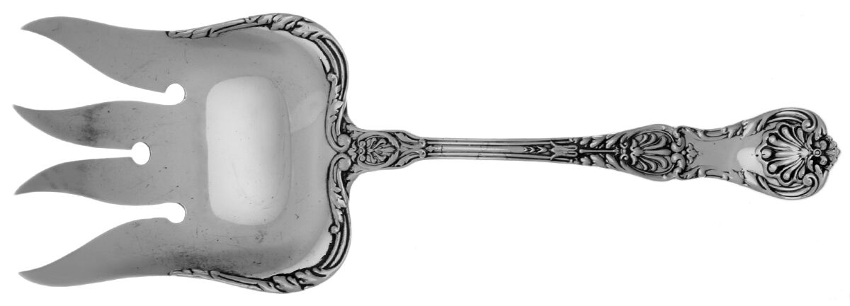 King George (Sterling, 1894, No Monograms) Small Solid Fish Serving Fork by Gorham Silver-1