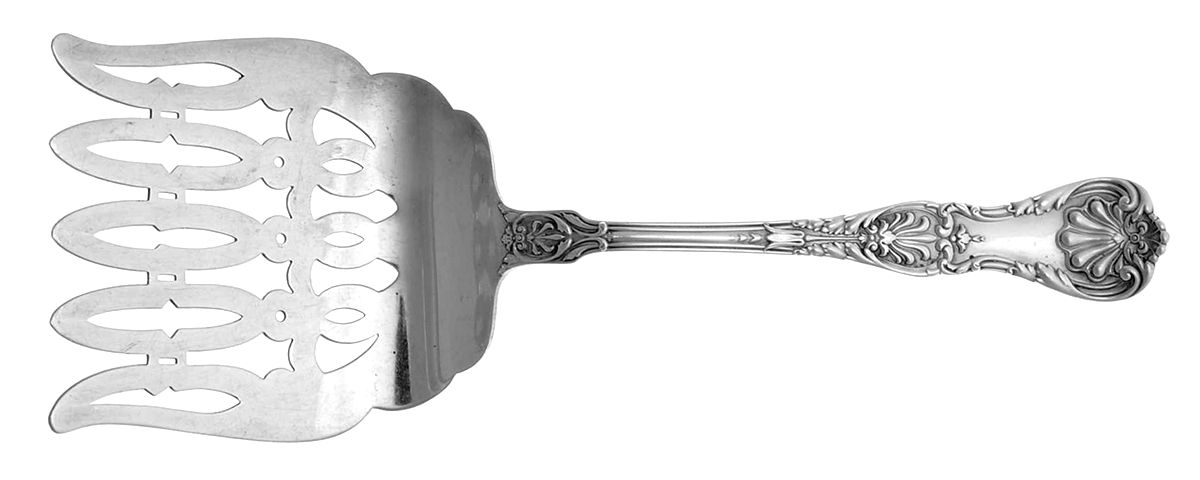King George (Sterling, 1894, No Monograms) Solid Attached Asparagus Server 5 Prong by Gorham Silver-1