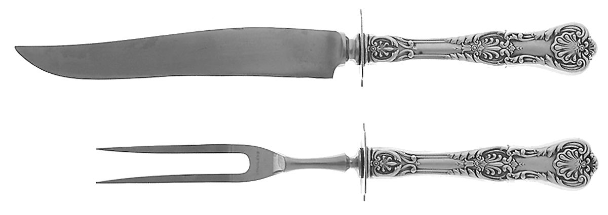 King George (Sterling, 1894, No Monograms) 2 Piece Small Carving Set W/ Sterling Guard by Gorham Silver-1