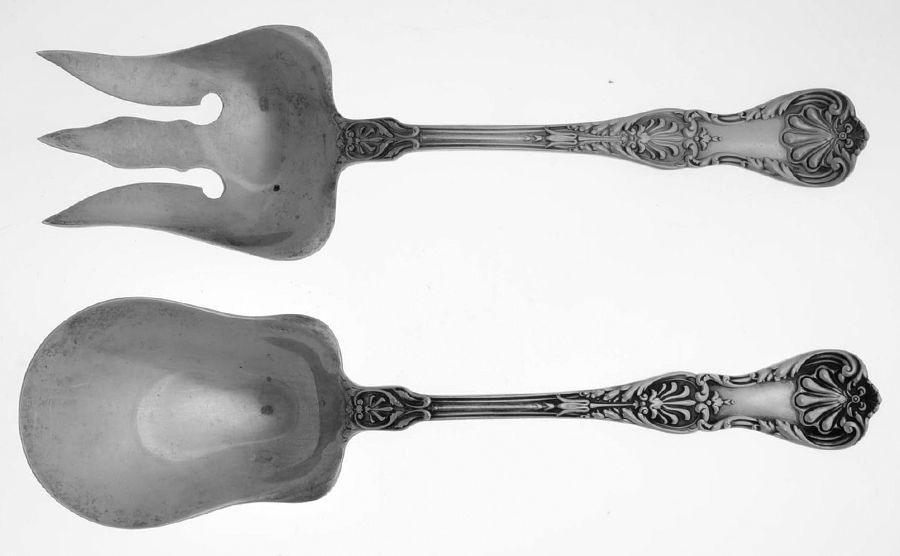 King George (Sterling, 1894, No Monograms) (2 Pc) Solid Salad Set by Gorham Silver-1