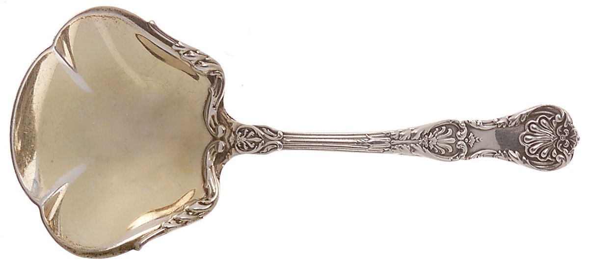 King George (Sterling, 1894, No Monograms) Bon Bon Scoop by Gorham Silver-1