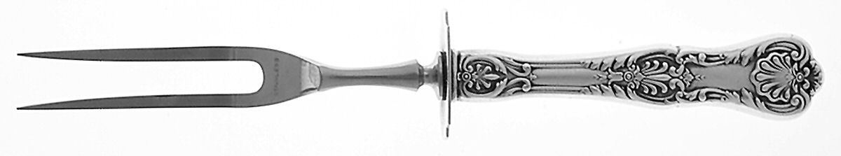 King George (Sterling, 1894, No Monograms) Small Carving Fork W/Sterling Guard by Gorham Silver-1