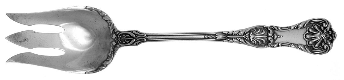 King George (Sterling, 1894, No Monograms) Oversize Solid Salad Servng Fork by Gorham Silver-1