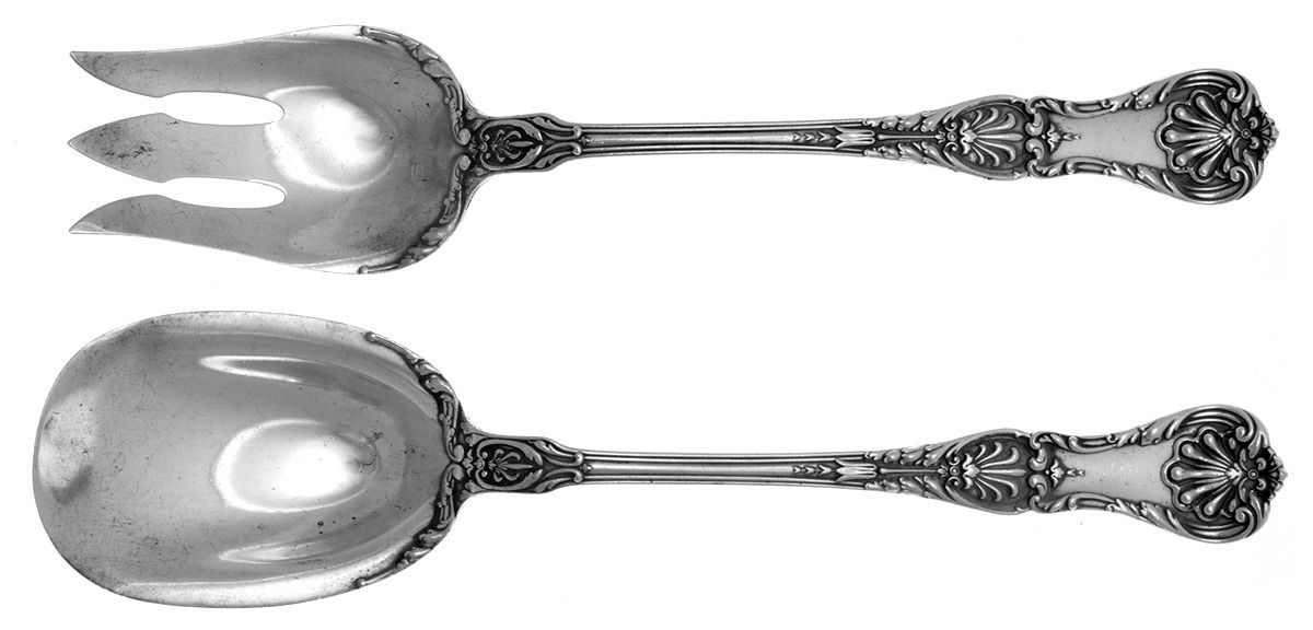 King George (Sterling, 1894, No Monograms) Solid Oversized Serving Salad Set by Gorham Silver-1