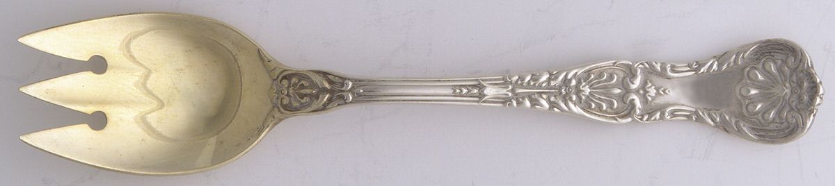King George (Sterling, 1894, No Monograms) Small Ice Cream Fork by Gorham Silver-1