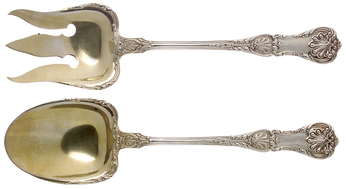 King George (Sterling, 1894, No Monograms) Solid Oversized Serving Salad Set by Gorham Silver-1