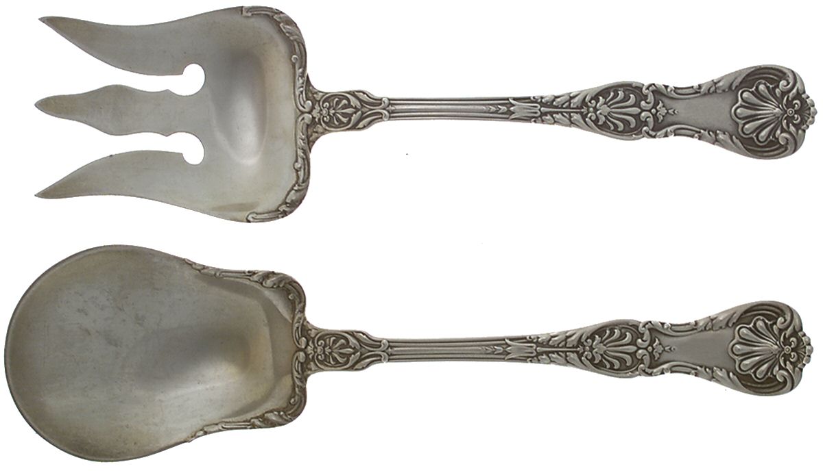 King George (Sterling, 1894, No Monograms) (2 Pc) Solid Salad Set by Gorham Silver-1