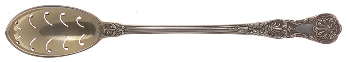 King George (Sterling, 1894, No Monograms) Pierced Bowl Short Handle Olive Spoon by Gorham Silver-1
