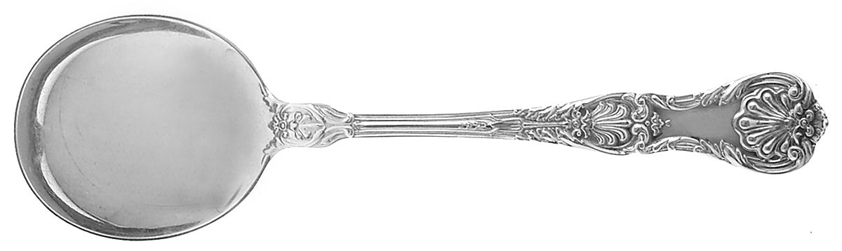 King George (Sterling, 1894, No Monograms) Round Bowl Soup Spoon (Gumbo) by Gorham Silver-1