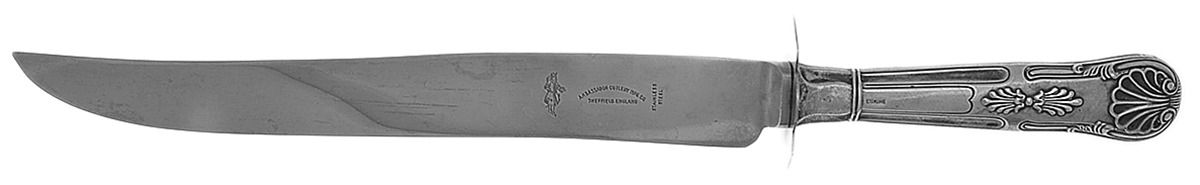 Kings II (Sterling, 1885) Large Stainless Blade Roast Carving Knife by Gorham Silver-1