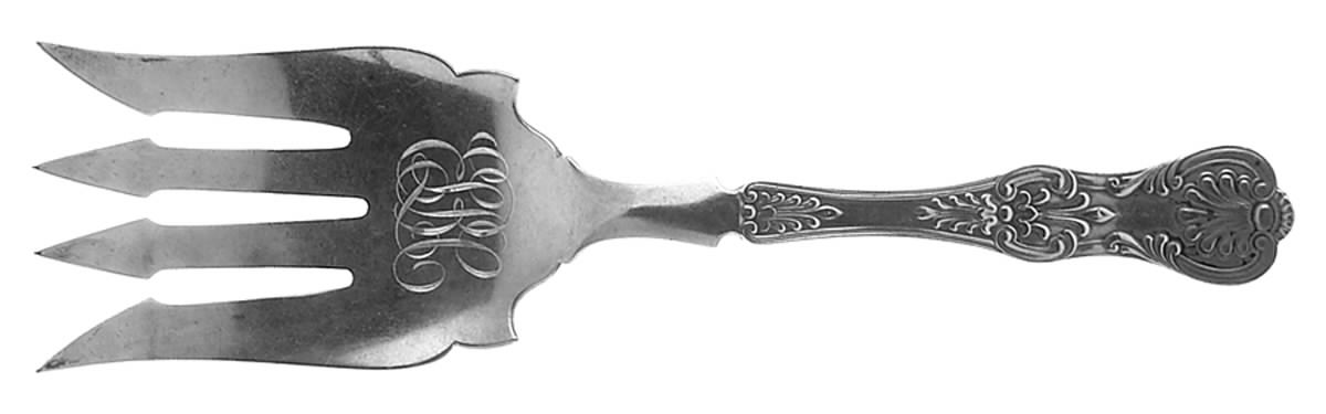 Kings III (Sterling, 1885) Large Solid Fish Serving Fork by Gorham Silver-1