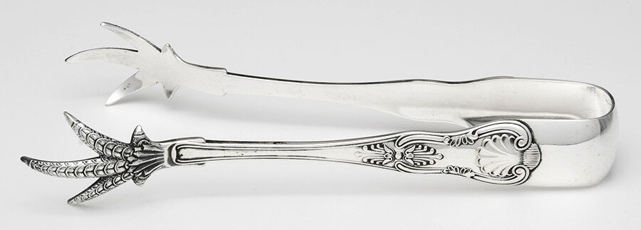 Kings (Silverplate, 1890) Large Ice Serving Tongs with Claw Tips by Gorham Silver-1
