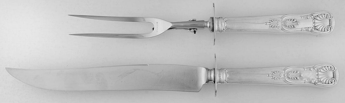 Kings (Silverplate, 1890) Large 2-Piece Roast Carving Set w/Stainless Blade by Gorham Silver-1