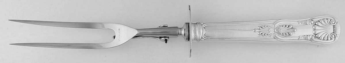 Kings (Silverplate, 1890) Large Stainless-Prong Roast Carving Fork by Gorham Silver-1