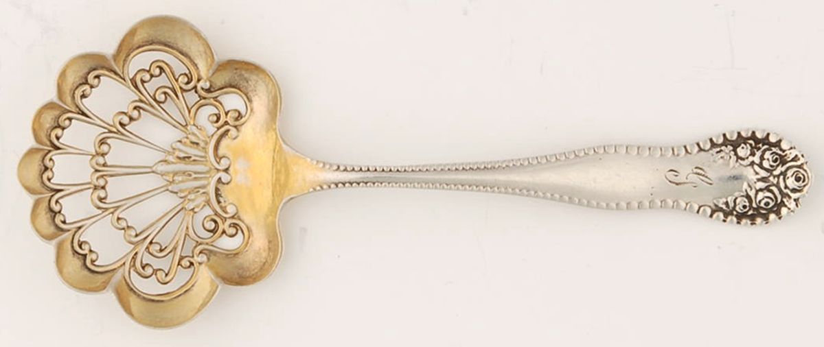 Lancaster (Sterling, 1897, No Monograms) Solid Bon Bon Spoon with Pierced Bowl by Gorham Silver-1