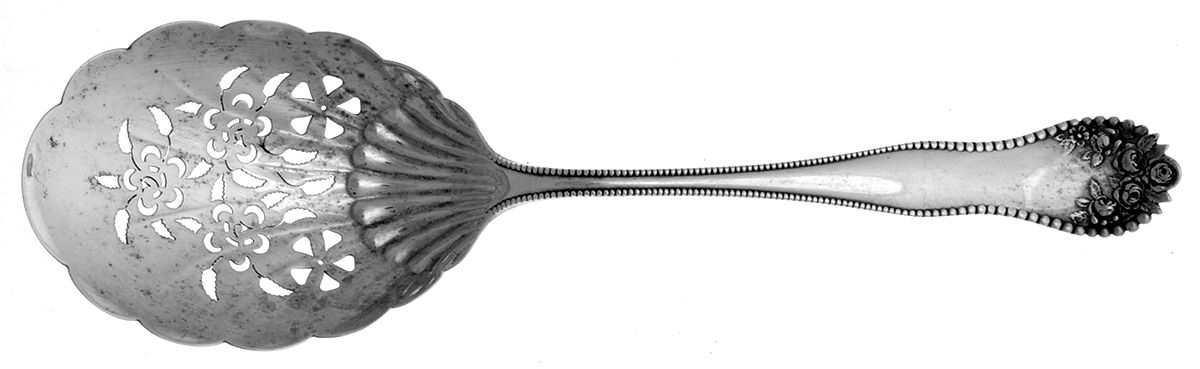 Lancaster (Sterling, 1897, No Monograms) Pierced Nut Serving Spoon by Gorham Silver-1