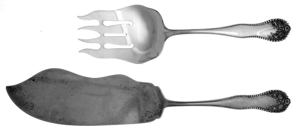 Lancaster (Sterling, 1897, No Monograms) Solid 2-Piece Small Fish Serving Set by Gorham Silver-1