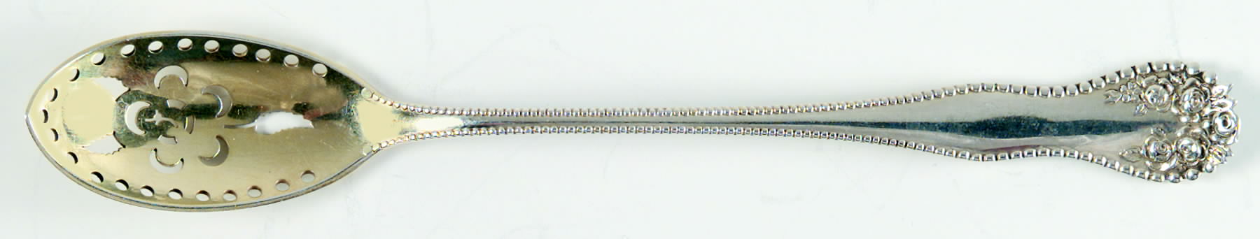 Lancaster (Sterling, 1897, No Monograms) Pierced Bowl Short Handle Olive Spoon by Gorham Silver-1