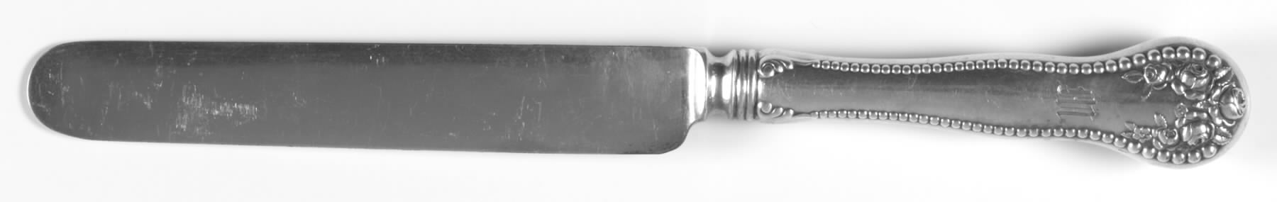 Lancaster (Sterling, 1897, No Monograms) Blunt Hollow Handle Knife W/Bolster by Gorham Silver-1