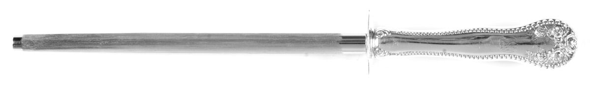 Lancaster (Sterling, 1897, No Monograms) Large Steel Rod Knife Sharpener by Gorham Silver-1