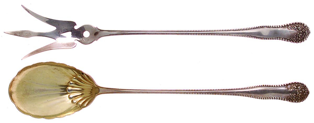 Lancaster (Sterling, 1897, No Monograms) 2 Pc Large Lettuce Serving Set by Gorham Silver-1