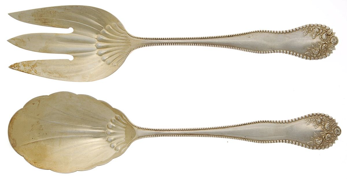 Lancaster (Sterling, 1897, No Monograms) (2 Pc) Solid Salad Set by Gorham Silver-1
