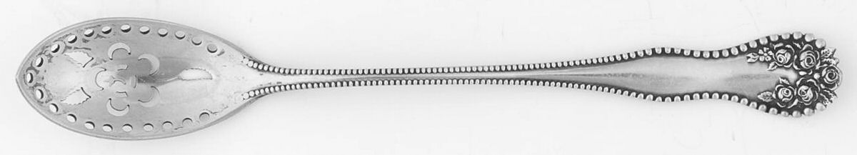Lancaster (Sterling, 1897, No Monograms) Pierced Bowl Short Handle Olive Spoon by Gorham Silver-1
