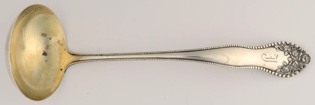 Lancaster (Sterling, 1897, No Monograms) Solid Gravy Ladle by Gorham Silver-1