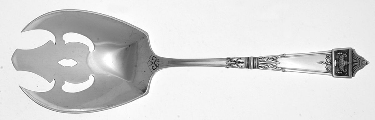 Lansdowne (Sterling, 1917, Monograms) Small Solid Salad Serving Fork by Gorham Silver-1