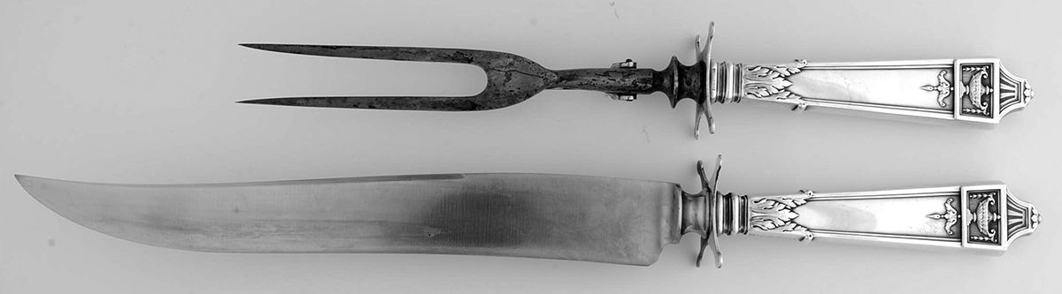 Lansdowne (Sterling, 1917) Large 2-Piece Roast Carving Set w/ Stainless Blade by Gorham Silver-1