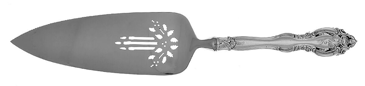 La Scala (Sterling, 1964) Pierced Holiday Pie Server Stainless Blade HC by Gorham Silver-1