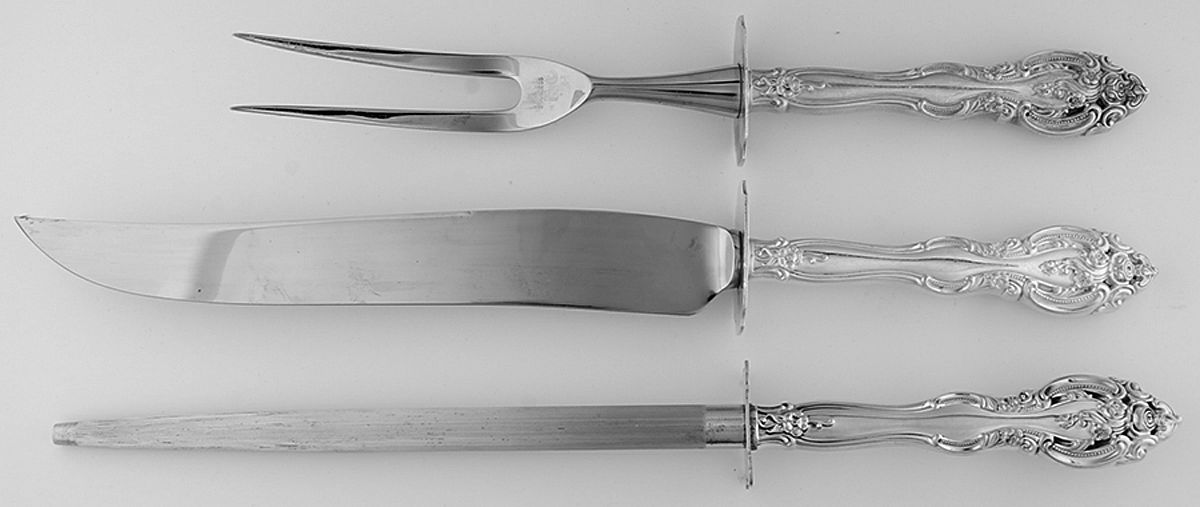 La Scala (Sterling, 1964) Large 3-Piece Roast Carving Set w/ Stainless Blade by Gorham Silver-1