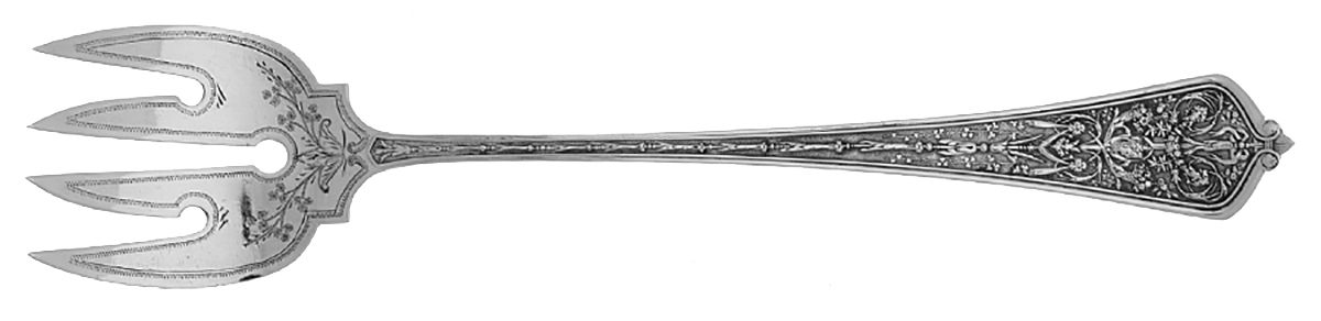 Lady Washington (Sterling, 1876) Sardine Serving Fork Tined Large Bright Cut by Gorham Silver-1