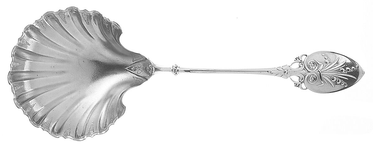 Lily (Sterling, 1870, No Monograms) Solid Shell Berry/Casserole Spoon by Gorham Silver-1
