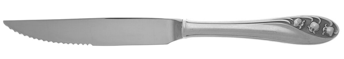 Lily of The Valley (Sterling, 1950, No Monos) Steak Knife Individual Hollow, Serrate HC by Gorham Silver-1