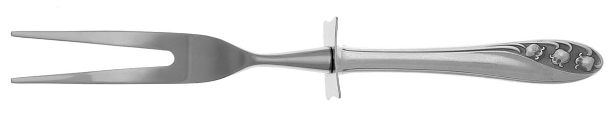 Lily of The Valley (Sterling, 1950, No Monos) Carving Fork Small with Stainless Prongs HC by Gorham Silver-1