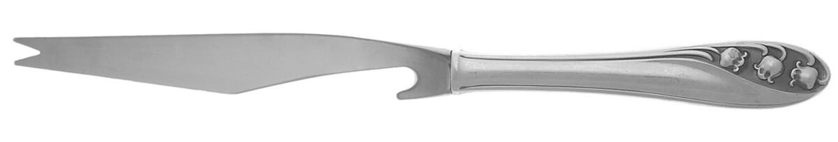 Lily of The Valley (Sterling, 1950, No Monos) Bar Knife Serving with Stainless Blade HC by Gorham Silver-1